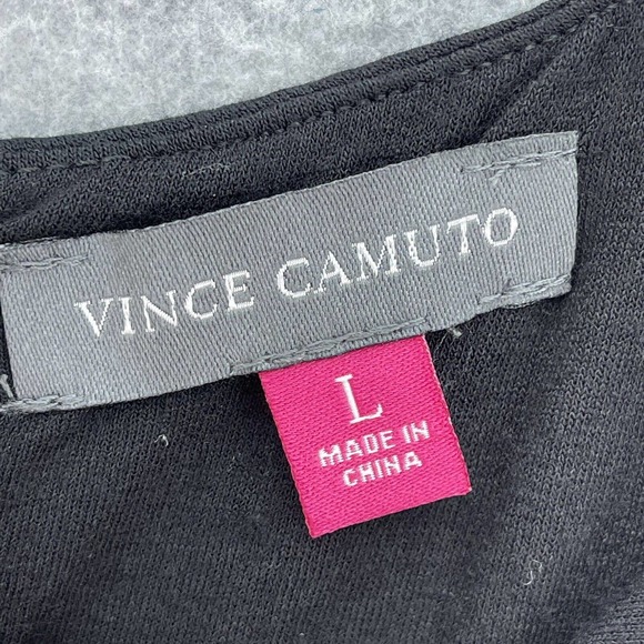 Vince Camuto Maxi Tank Dress Womens Sz Large Black Sheer Overlay Stretch Slits - Picture 6 of 10